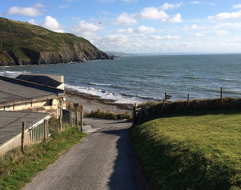beach and cliffs at Clarach Bay